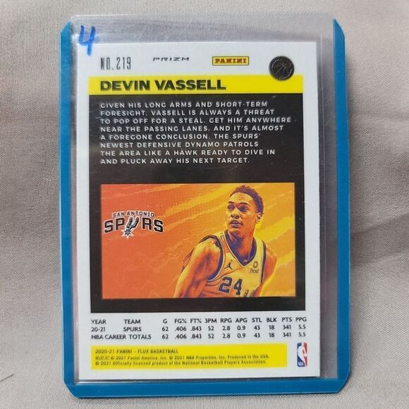 Devin Vassel 2020-21 Panini Flux holographic rookie card - San Antonio Spurs - Picture 6 of 14